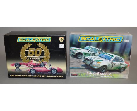 2x Limited Edition Scalextric sets: C3369A Eddie Stobart RAC Rally Escorts (Limited Edition 0028/3500) and a C2782A 50 years 