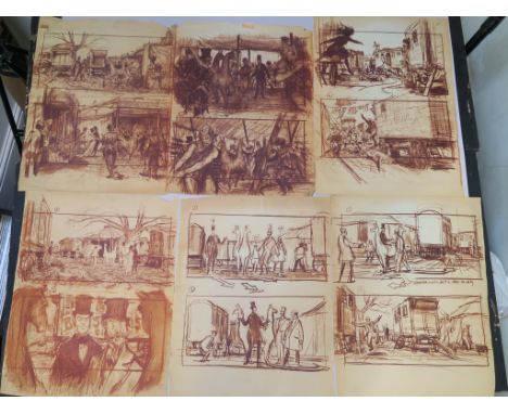 Doctor Dolittle (1967) printed storyboards by Mentor Huebner (production illustrator)&nbsp;depicting camera movements, direct