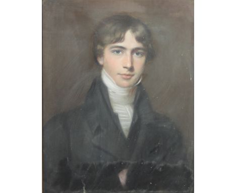 Early 19th Century English School/Portrait of a Young Man/with white stock and black coat/pastel, 58.5cm x 46cm Condition Rep