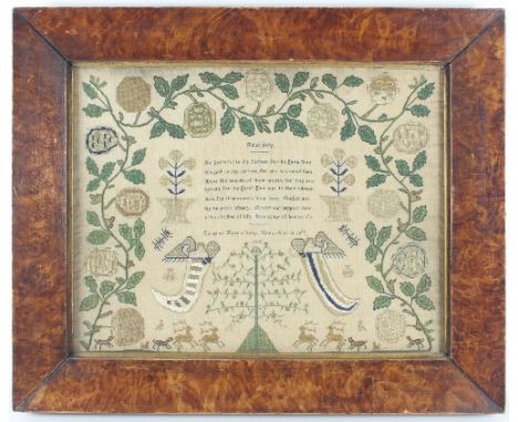 A needlework sampler dated 1824, 30cm x 20cm Condition Report: Appears at first glance very good, however on very close inspe