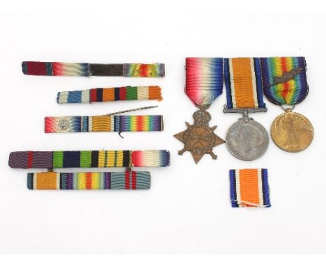 A World War I trio to Lt. Col. R M Barron, comprising 1914-1915 Star, British War Medal and Victory Medal with oak leaf, four