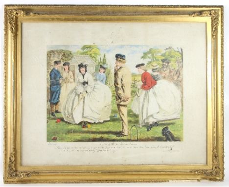 After John Leach/A Game for Two or More (Croquet)/published Thomas Agnew & Sons 1865/colour print, 42.5cm x 61cm