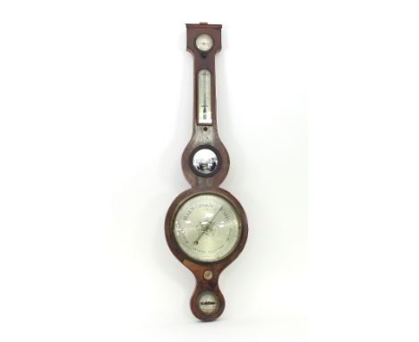 A mahogany wheel barometer with silvered dial, signed Tori and Pozz