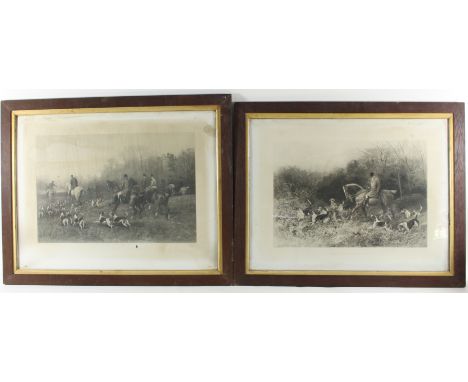 After Heywood Hardy/Hunting Scenes/four monochrome prints, 49cm x 74cm and smaller/William Giller after W H Barraud/The Meet 