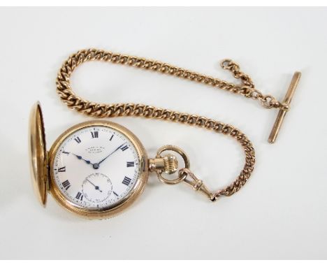 A gold plated half-hunter pocket watch, the white enamel dial with Roman numerals, signed A H Holyland, Humbra, Leicester, th