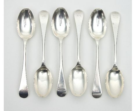 A set of six silver dessert spoons, John Round & Son Ltd, Sheffield 1911, old English pattern, approximately 291gm Condition 