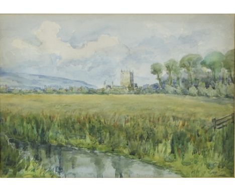 R H Wilmot/Tewkesbury from Lower Load/watercolour, 23cm x 33cm