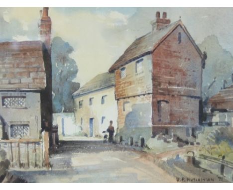 R P Hutchinson/Village Street Scene/signed and dated '71/watercolour, 23cm x 30cm Condition Report: Artists Resale Right may 