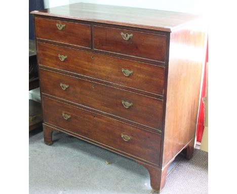 A George III mahogany chest, fitted three long and two short drawers on bracket feet, 110cm wide