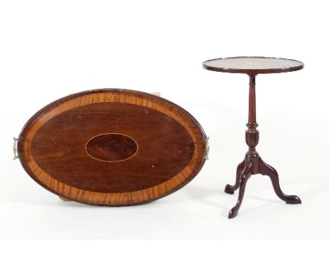 A George III mahogany oval tray and a small tripod table