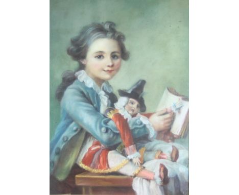 19th Century French School/Boy with a Puppet/pastel, 45cm x 33cm/see illustration