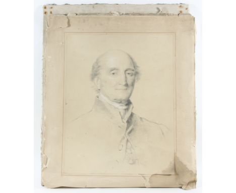 Early 19th Century English School/Portrait of a Gentleman/wearing a medallion around his neck/charcoal lightened with white, 