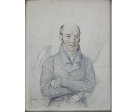 E.F. Lambert, British (c. 1790 - 1846)"Thomas Moore (Irish Poet, Singer and Songwriter)," pen and watercolour, depicting a ge