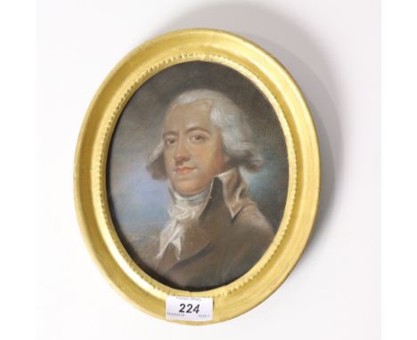 Attributed to Hugh D. Hamilton (1740 - 1808) Pastel: Head &amp; Shoulder, "Portrait of a Young Man with grey hair and bow tie