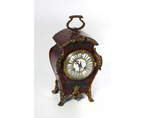 A quality 19th Century French Mantle Clock, by Etienne Lenoir, Paris, the tortoiseshell body with decorative bow inlay and or