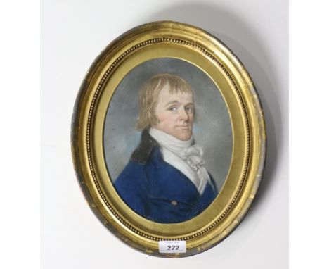 Attributed Hugh Douglas Hamilton (1740 - 1808) Pastel: Oval Portrait, "Head and Shoulders of Vincent Shortland," born 1724, i