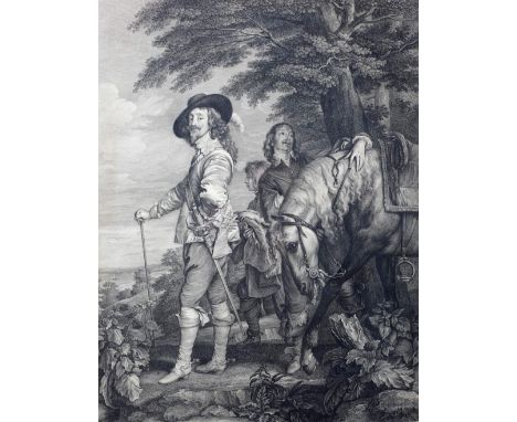 After Sir Anthony Van DyckLarge engraved "Portrait of King Charles I," approx. 62cms x 46cms (24 1/2" x 18 1/2") in fine hoga