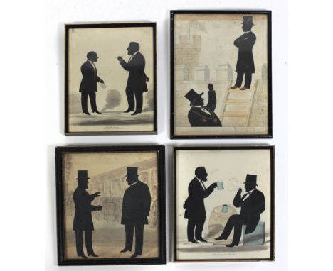 Stephen O'Driscoll of Cork (c. 1825 - 1895)A set of four coloured Silhouettes of Noble Cork business men, with various titles