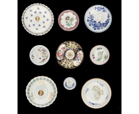 NINE WORCESTER, DERBY AND OTHER ENGLISH COVERS, 18-19 C various sizes 