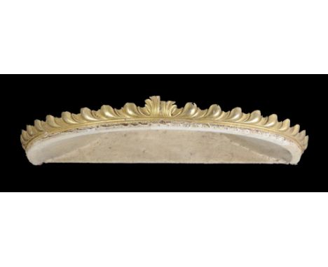 A RARE GEORGE III GILTWOOD SEMI CIRCULAR BED CANOPY BY SAUNDERS & BRACKEN, 1772  the deep gadrooned rim carved with acanthus 