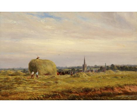 ARTHUR HENRY ENOCK (FL 1869-1910)  HAYMAKING NEAR KINGS NORTON  signed and dated 1877, oil on canvas, 29.5 x 45cm++In ready t
