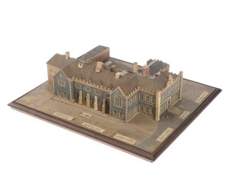 AN ARCHITECTURAL MODEL OF FLAXLEY ABBEY  of wood and painted cardboard mounted on a mahogany plinth, 40 x 45cm Provenance: Br