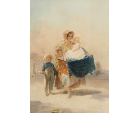 KARL HARTMANN (1818-1857) THE ORGAN GRINDER  signed and dated 1850, watercolour, 29.5 x 21cm++Slight fading but reasonably fr