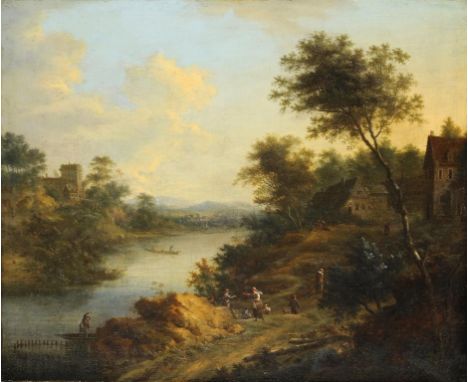 JOHANN CHRISTIAN VOLLERDT(1708-1769)  WOODED RIVER LANDSCAPE WITH FIGURES  signed and dated 1757, 61.5 x 75cmProvenance: F R 