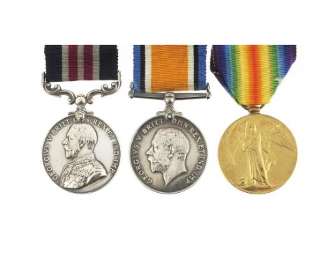 WORLD WAR ONE MM AND PAIR   Military Medal, British War Medal and Victory Medal, 3215648 PTE T H DAVIES 1/4 R W FUS [RW FUS o