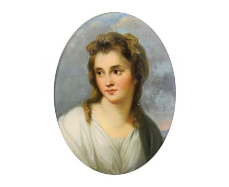 AFTER ANGELICA KAUFFMANN PORTRAIT OF THE ARTIST  oil on board, oval, 20 x 15.5cmAfter the artist's self portrait of 1787 in t
