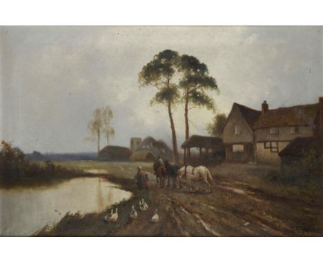 † JAMES WALTER GOZZARD (1888-1950) THE VILLAGE CROSS; HOMEWARD BOUND  a pair, one signed, the other signed with the artist's 