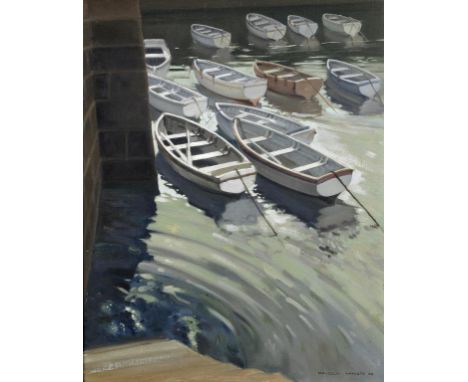 † MALCOLM HAYLETT (1923-2000) THE HARBOUR STEPS  signed and dated '49, oil on canvas, 50 x 40cm++In finely preserved conditio