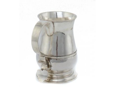 A GEORGE III SILVER MUG  of baluster shape, the handle engraved with initials H/W*R, 16cm h, marked on base and handle, by Jo