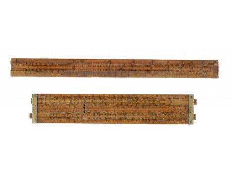 A ENGLISH BOXWOOD GAUGER'S RULE  WITH FOUR SIDES AND A BOXWOOD DOUBLE SLIDE RULE BY DRING & FAGE, BOTH EARLY 19TH C  the firs