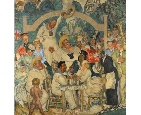† STEVEN SPURRIER, RA, RBA, ROI (1878-1961) THE PARTY  signed, oil on canvas laid on board, 96 x 94cm++A few minor scratches 