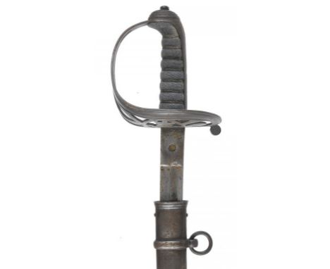 AN 1827 PATTERN RIFLE OFFICER'S SWORD AND SCABBARD, 19TH C blade 82.5cm l++In good average condition 