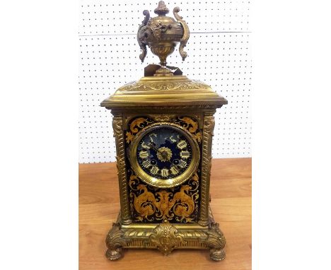 MANTEL CLOCK, Louis XVI style, gilt metal, 40cm H. (damage to clock face)