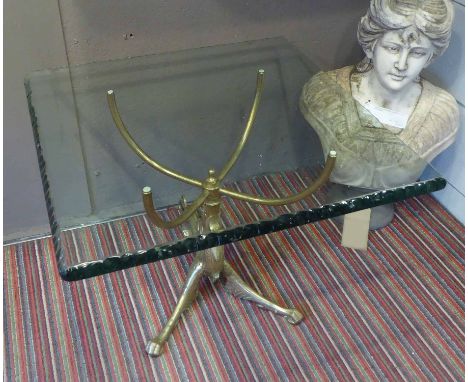 LOW TABLE, vintage stylised dragon base with glass top, 49cm H.