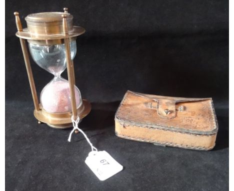 A pair of reproduction Naval folding binoculars in leather pouch, marked Beck Limited, London, together with a brass cased sa