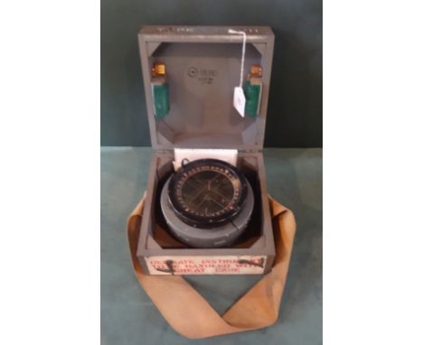 A Type P11 WWII ship's compass in fitted box, numbered 56417H, reputedly issued to H.M.A.S Pirie, Australia.