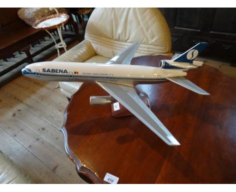 A scale model of a Sabena DC10 aircraft on display stand, manufactured by Executive Display Models, 56cm.