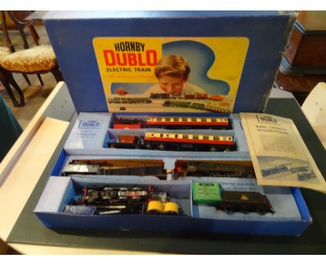 A Hornby Dublo passenger train set EDP12, 30012, containing the Duchess of Montrose engine and tender, a type EDL17 engine an