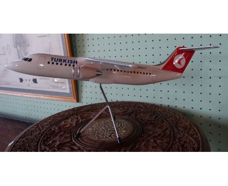 A scale model of a Turkish Airlines aircraft on display stand, 41cm.