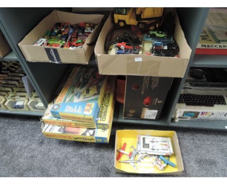 Three boxes of playworn diecasts including Matchbox, Corgi Juniors, Husky, Dinky, Cragstan, Solido etc, approx 60 along with 