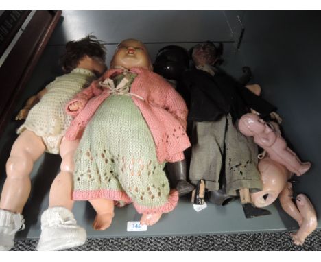 Three celluloid and composition vintage Dolls, Kammer &amp; Reinhardt 728/7 43/46, Armand Marseille 518/3K and Pedigree Black