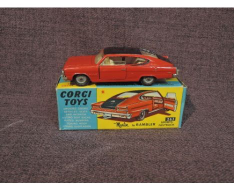 A Corgi diecast, 263 Marlin by Rambler Sports Fastback in red with black roof and white interior, in original box