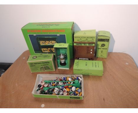 A selection of mixed vintage Subbuteo Accessories and Players including C128 FA Cup, Set E301 &amp; N Goals, Set Z Match Scor