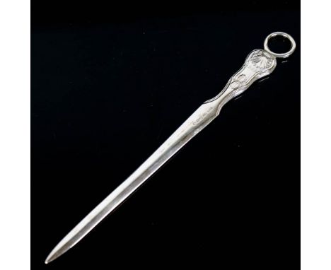 A George IV silver Kings pattern meat skewer, with ring terminal, by William Bateman I, hallmarks London 1820, length 30.5cm,