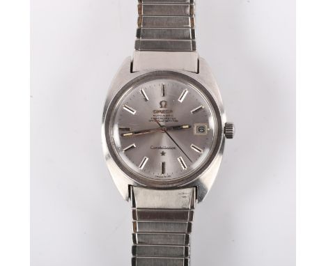 OMEGA - a Vintage stainless steel Constellation Chronometer automatic bracelet watch, ref. 168.017, circa 1974, silvered dial
