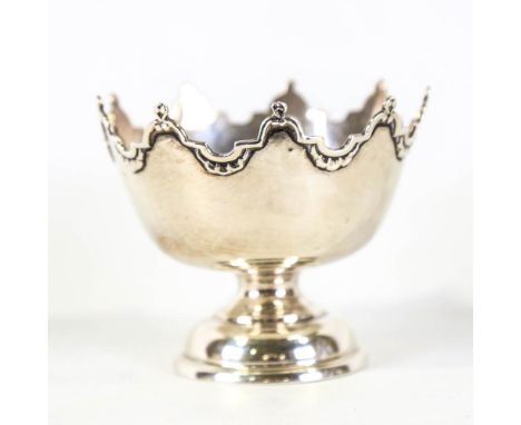 An Edwardian silver pedestal sugar bowl, scalloped rim with swag decoration, by Elkington & Co, hallmarks London 1907, diamet